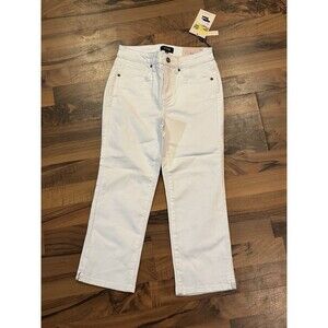 NYDJ Womens Jeans  Straight Cropped Denim Lift Tuck White Size 00